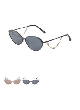 Oval Sunglasses with Metal Chain