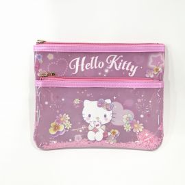 Hello Kitty Flower Language Double Layer Storage Bag with Zipper