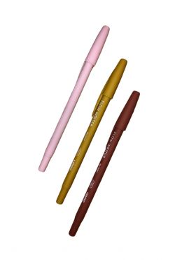 1.0mm Thin Barrel Ballpoint Pens 3 pcs(Pink & Yellow & Red Barrel,Black Ink)